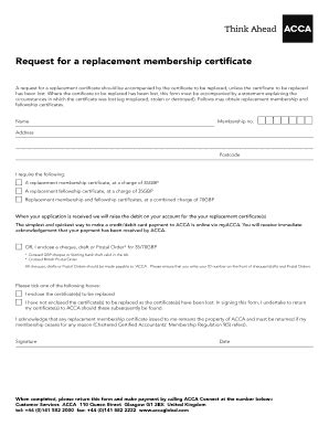 Fillable Online A Request For A Replacement Certificate Should Be