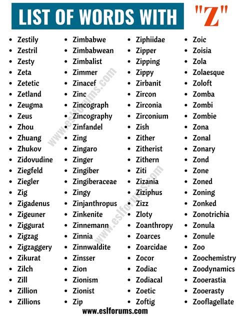 Words That Start With Z Useful List Of 300 Words With Z ESL Forums