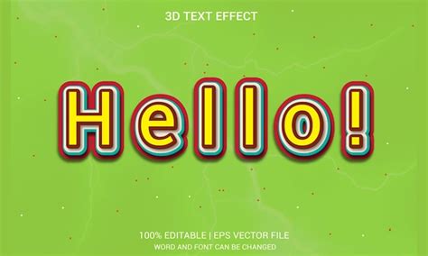 Premium Vector Hello 3d Text Effect Typography Design