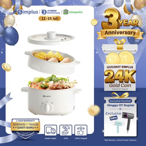 Promo Simplus Panci Listrik Serbaguna Panci Elektrik Steamer Low Watt