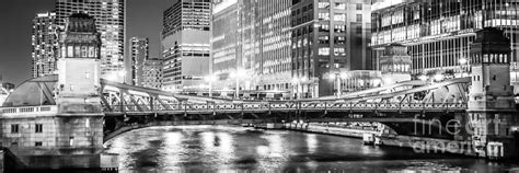 Chicago Lasalle Street Bridge at Night Panorama Photo Photograph by ...