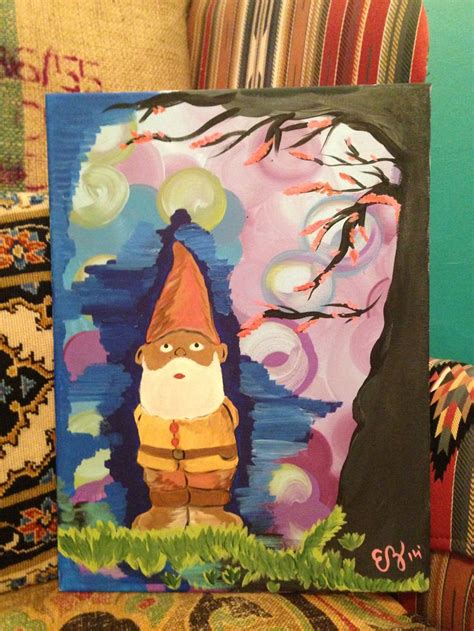 A Painting Of A Gnome Sitting On Top Of A Couch