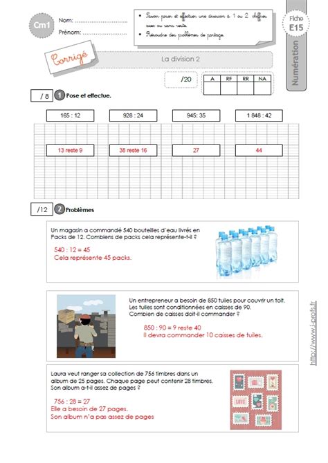 Cm Evaluation La Division Chiffres Au Diviseur