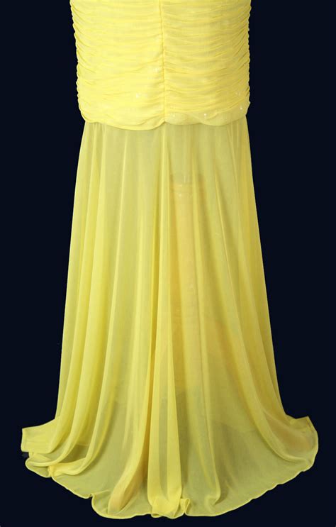 Nwt Hailey Logan Yellow Prom Formal Cruise Shoulder Long Dress