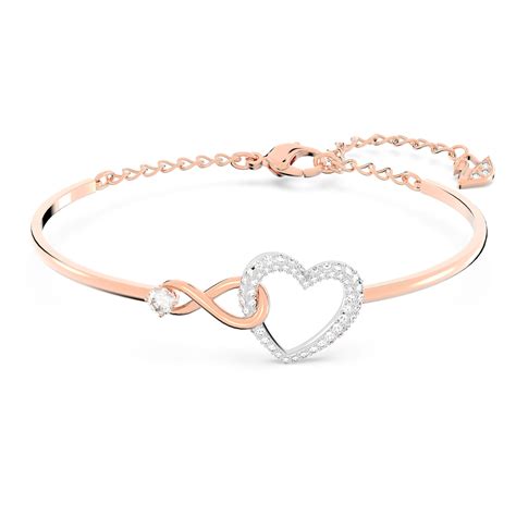 Swarovski Infinity Heart Bangle White Mixed Metal Finish