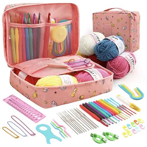 Kit Croche Iniciante - Kit De Crochê P/ Iniciantes Completo 59 Pçs + Bolsa Agulhas | Shopee Brasil