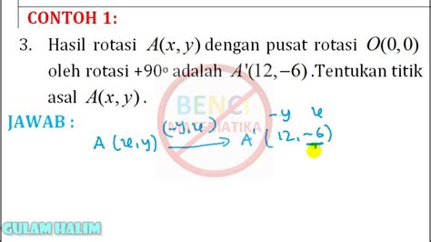 Transformasi Rotasi Pusat O Contoh No Youtube