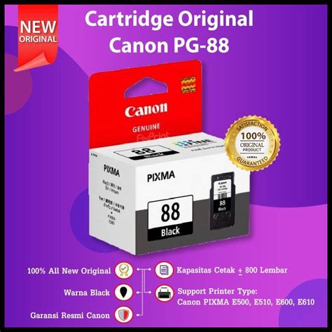 Jual Cartridge Original Pg88 Pg 88 Printer Canon E500 E510 E600 E610