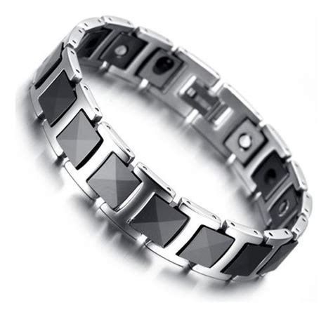 Elegante pulsera brazalete acero tungsteno germanio imanes en México