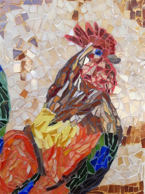 Gallo En Mosaico De Vidrio Etsy