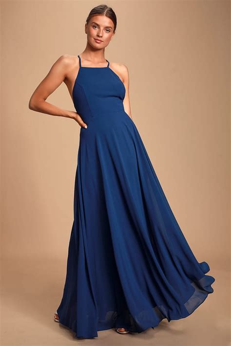 Beautiful Navy Blue Dress Maxi Dress Backless Maxi Dress Backless