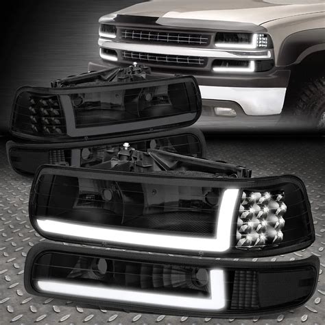 Lumen Chevy Silverado Black Led Drl Bar Headlights