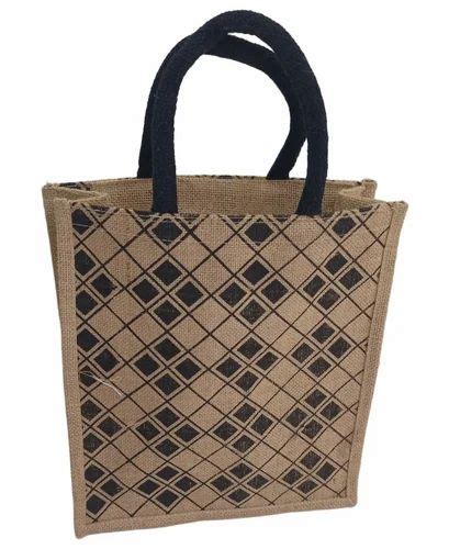 Loop Handle Zipper 2 Kg Printed Jute Grocery Bag Size Dimension