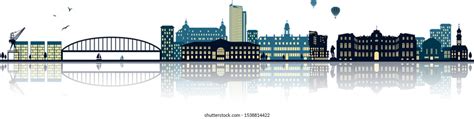 Offenbach Main Hesse Skyline Silhouette Panorama Stock Vector (Royalty ...