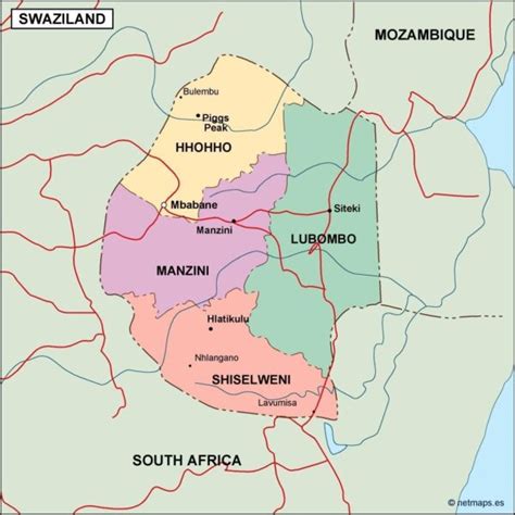 Swaziland Political Digital Map Digital Maps Netmaps UK Vector Eps