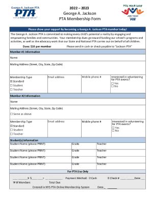 Fillable Online Join Your PTA Jackson Middle School PTA Fax Email