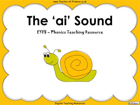 The Ai Sound English Phonics Powerpoint Lesson With Worksheets Powerpoint English Reception