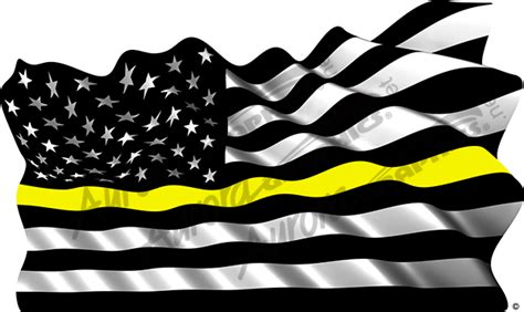 Waving American Flag Black Yellow Stripe - Aurora Graphics