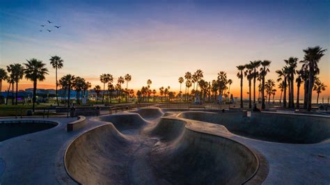 Sunset at Venice Beach Skatepark Wallpaper 4k HD ID:12763