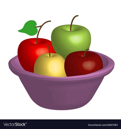 Bowl With Apples Royalty Free Vector Image Vectorstock