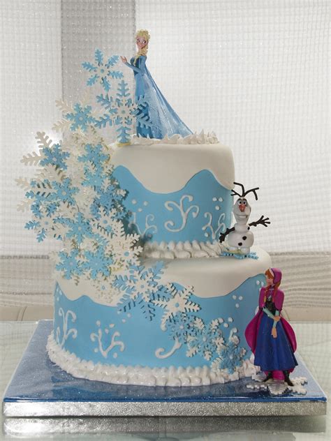 Pastel Frozen Copos De Nieve Pastel Con Cobertura Y Decoración De