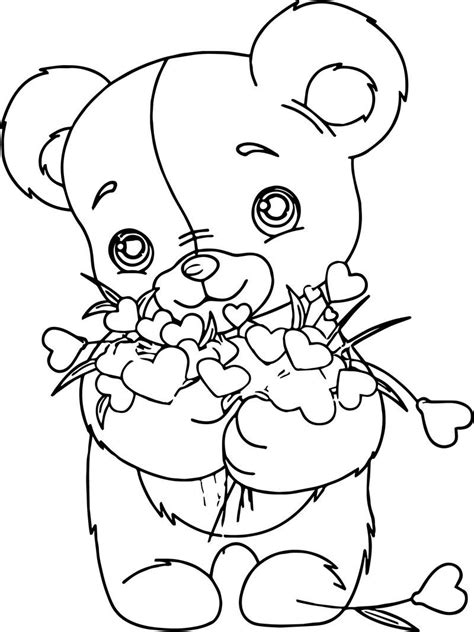 Teddy Bear Flower Bouquet Coloring Pages Coloring Pages