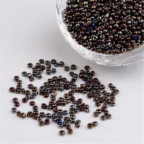 50g 120 Iris Round Glass Seed Beads Colorful 2mm Hole 1mm 3304pcs50g