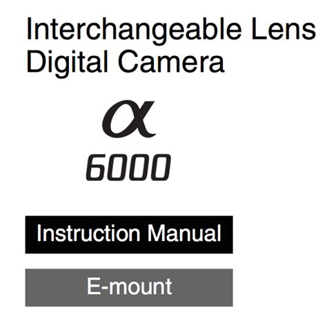 Sony A6000 User’s Manual Available Online - Daily Camera News