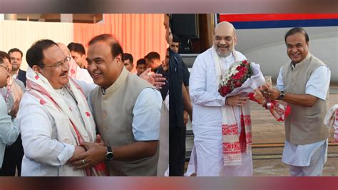 Amit Shah Jp Nadda Arrive In Assam