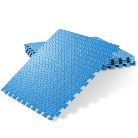 6 Gym Exercise Flooring Mats - 24 Foam Workout Floor Tiles - Blue, 24 ...