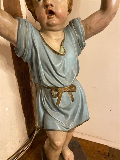 Proantic Enfant En Terre Cuite Polychrome De Castelnaudary Fin Du Xix