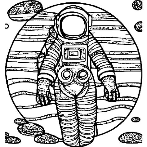 Astronaut Coloring Page In The Ocean · Creative Fabrica