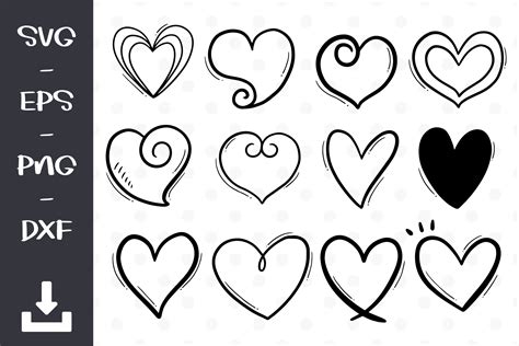 Valentines Day Svg Cricut Svg Sketch Heart Svg Hand Drawn Heart Svg