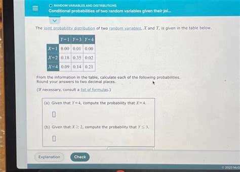 Solved The Joint Probability Distribution Of Two Random Chegg