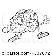 Cartoon Of A Black And White Brain Mascot With Dollar Eyes Royalty