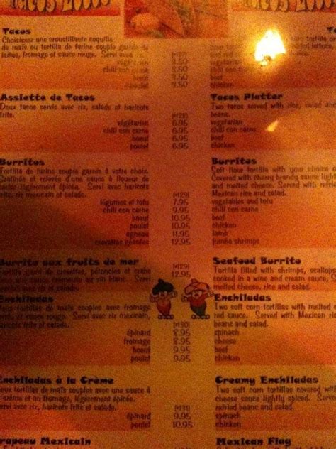 Menu At 3 Amigos Restaurant Montreal Saint Catherine St W