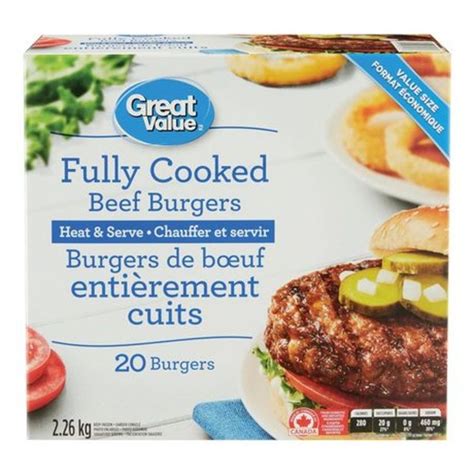 Great Value Fully Cooked Beef Burgers 113 G Instacart