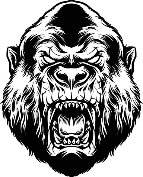 Angry Gorilla Head Silhouette Vector 11156501 Vector Art at Vecteezy