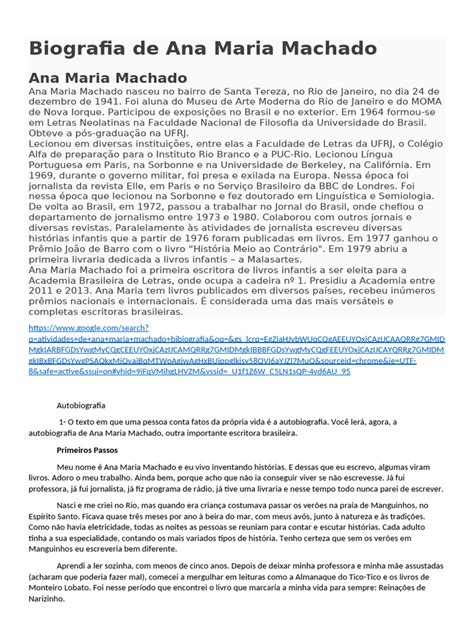 Bibliografia Ana Maria Machado - Biografia de Ana Maria Machado | PDF