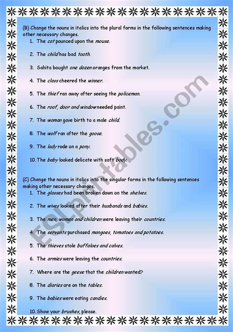 Plurals Rules And Exercises 6 Pages Editable With Answers Plural Rules Plural Nouns