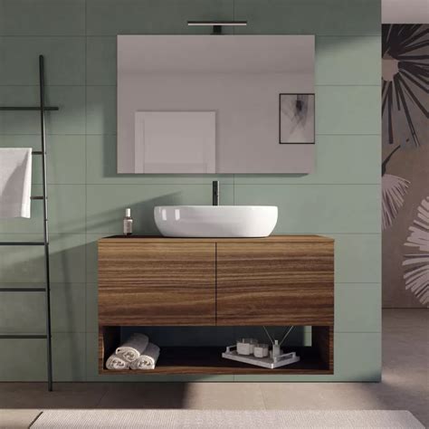 Mobile bagno sospeso portalavabo 100 cm rovere deciso profondità 50 cm