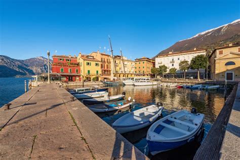 Malcesine Village With The Port And Colorful Houses Lake Garda Veneto