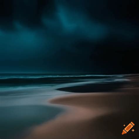 Dark Beach With Stormy Clouds On Craiyon