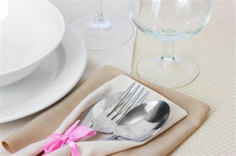 Premium Photo Table Setting With Fork Knife Plates And Napkin