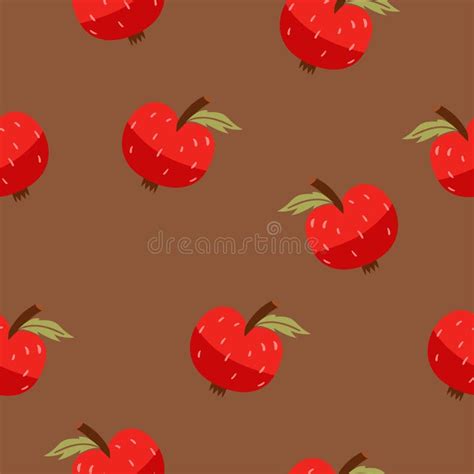 Seamless Pattern With Red Apples On A Brown Background Vector Graphics