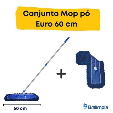 Conjunto Mop Pó Eletrostático Euro 60Cm 1 Refil Extra Bralimpia