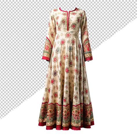 Premium Psd Mockup Of A Floral Anarkali Dress On Transparent Background