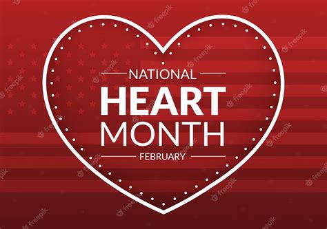 Premium Vector February Is American Heart Month With A Pulse For Overcoming Cardiovascular