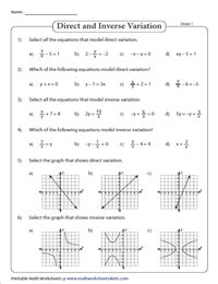 Direct And Inverse Variation Worksheets Variation Word Problems Worksheet