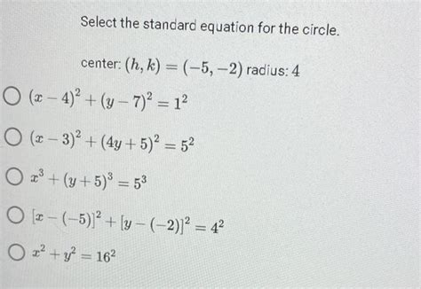 Solved Finde And Write The Standard Equation For The Chegg